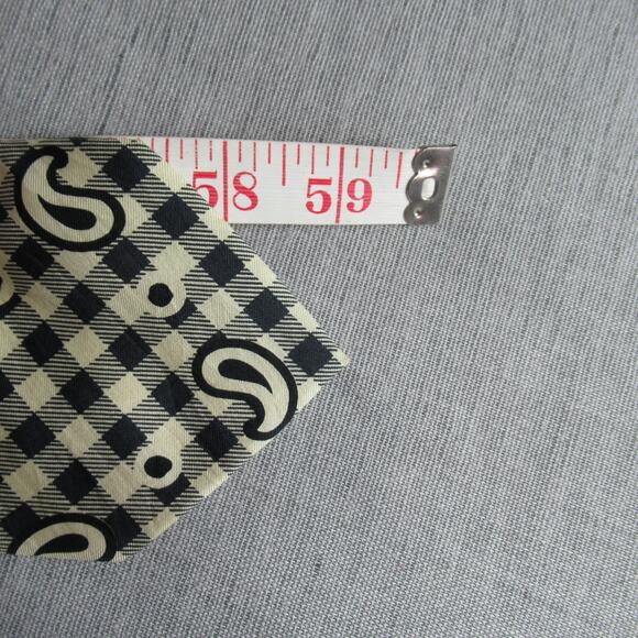 Vtg Hugo Boss Luxury Tie Black Cream Paisley Check Print 60" Silk Necktie Italy - Picture 5 of 7